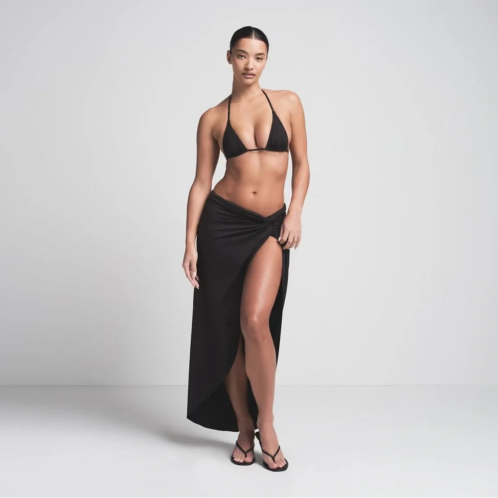 SKIMS Black Swim Sarong Wrap
